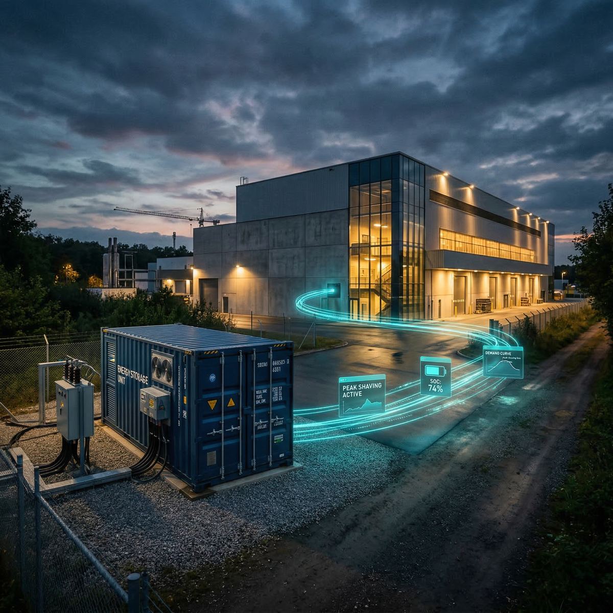 Battery energy storage system with peak shaving dispatch visualization