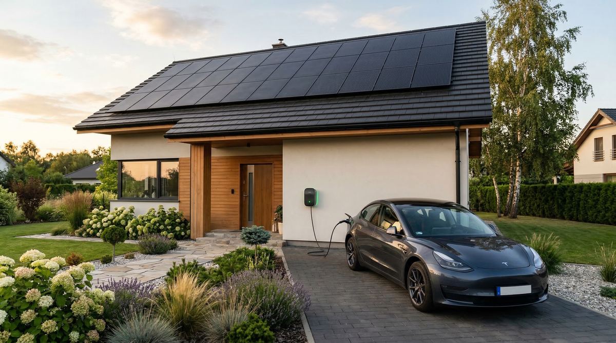 EV charger integrated with solar and home battery system